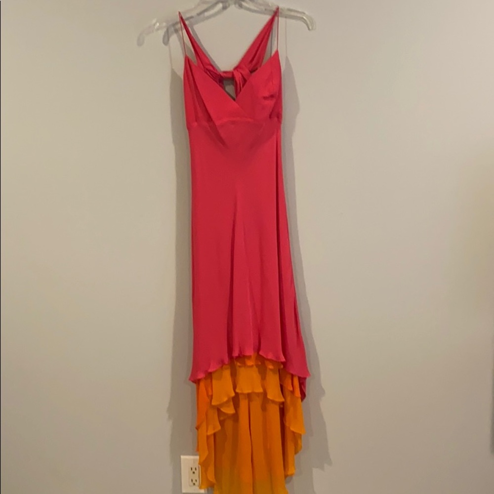 Shoshanna High low pink chiffon dress